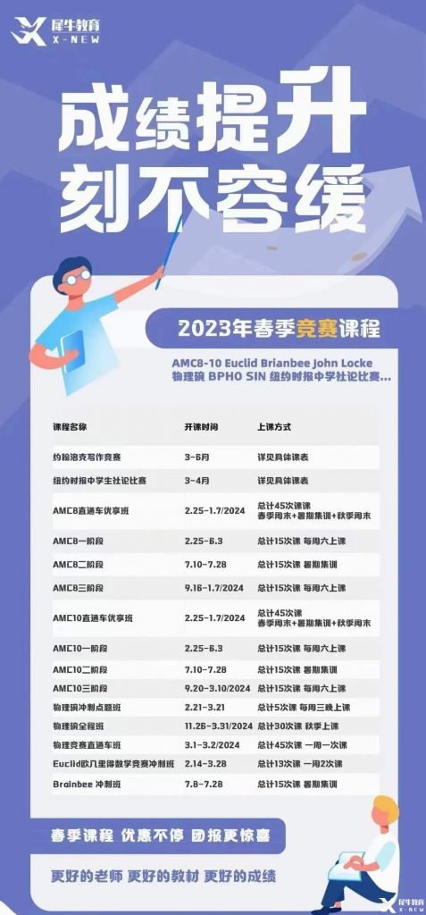 2023年犀牛國際教育春季班，國際學(xué)科競賽培訓(xùn)即將開班!